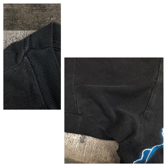 Vintage American Thunder Wolf Only the Strong Survive T Shirt Distressed AOP Tee - Picture 12 of 16